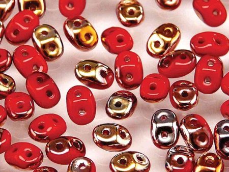 MiniDuo Beads, Opaque Coral Red Capri Gold, MSD9320-27101, 8 grams on Sale