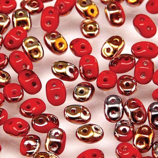 MiniDuo Beads, Opaque Coral Red Capri Gold, MSD9320-27101, 8 grams on Sale