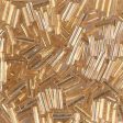 Miyuki 6mm Bugle Beads, 24kt Gold Lined Crystal Hex Cut, BGL2-0195H, 17 grams Online Hot Sale