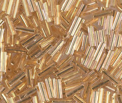 Miyuki 6mm Bugle Beads, 24kt Gold Lined Crystal Hex Cut, BGL2-0195H, 17 grams Online Hot Sale