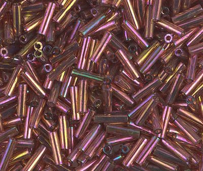 Miyuki 6mm Bugle Beads, Dark Topaz Rainbow Gold Luster, BGL2-0301, 17 grams For Cheap