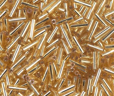 Miyuki 6mm Bugle Beads, Silver Lined Gold (was BGL2-062), BGL2-0003, 17 grams on Sale