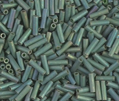 Miyuki 6mm Bugle Beads, Matte Metallic Sage Green Luster, BGL2-2031, 17 grams Supply