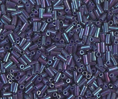 Miyuki 3mm (#1) Bugle Beads, Opaque Eggplant Luster , BGL1-1899, 8.5 grams on Sale