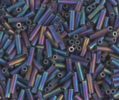 Miyuki 6mm Bugle Beads, Matte Black AB, BGL2-0401FR, 17 grams Online Hot Sale