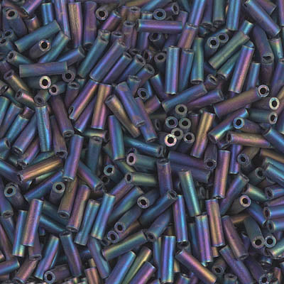 Miyuki 6mm Bugle Beads, Matte Black AB, BGL2-0401FR, 17 grams Online Hot Sale