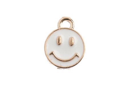 Sweet & Petite Charms, 10x13mm Happy Face White, 10 pcs Online Sale