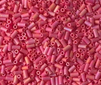 Miyuki 3mm (#1) Bugle Beads, Matte Opaque Red AB , BGL1-408FR, 8.5 grams Fashion