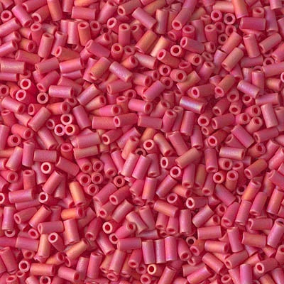 Miyuki 3mm (#1) Bugle Beads, Matte Opaque Red AB , BGL1-408FR, 8.5 grams Fashion