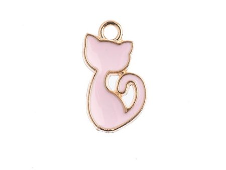 Sweet & Petite Charms, 8x15mm Retro Cat Pink, 10 pcs Hot on Sale