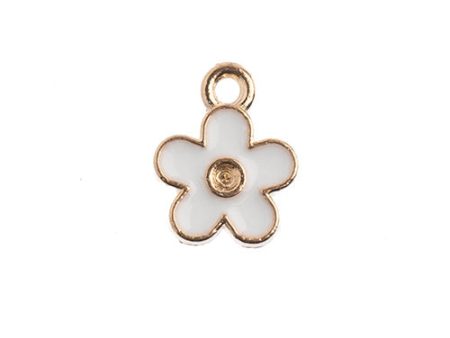 Sweet & Petite Charms, 10x12mm Small Flower White, 10 pcs For Discount