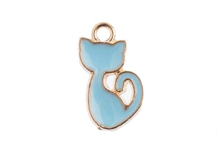 Sweet & Petite Charms, 8x15mm Retro Cat Light Blue, 10 pcs Discount