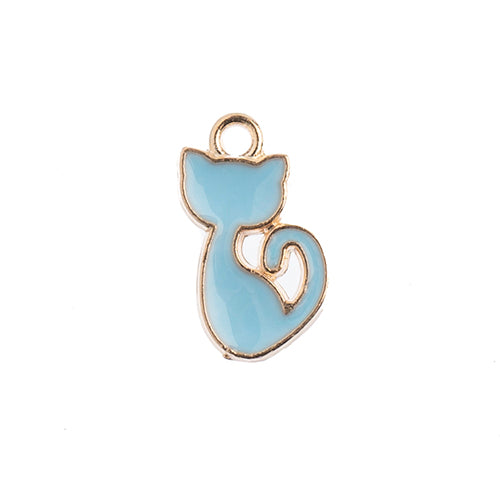 Sweet & Petite Charms, 8x15mm Retro Cat Light Blue, 10 pcs Discount