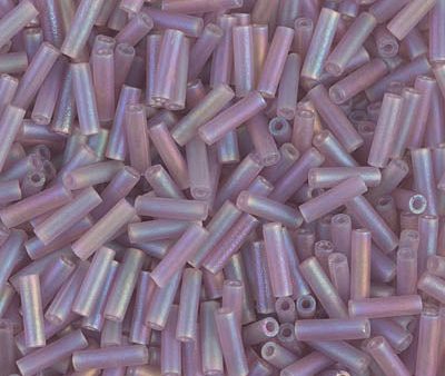 Miyuki 6mm Bugle Beads, Matte Transparent Smoky Amethyst AB, BGL2-0142FR, 17 grams For Discount