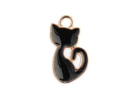 Sweet & Petite Charms, 8x15mm Retro Cat Black, 10 pcs For Discount