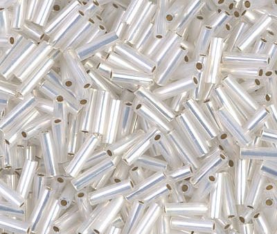 Miyuki 6mm Bugle Beads, Gilt Lined Opal, BGL2-0551, 17 grams For Sale