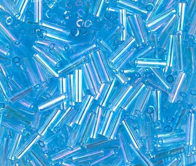 Miyuki 6mm Bugle Beads, Transparent Aqua AB, BGL2-0260, 17 grams Sale