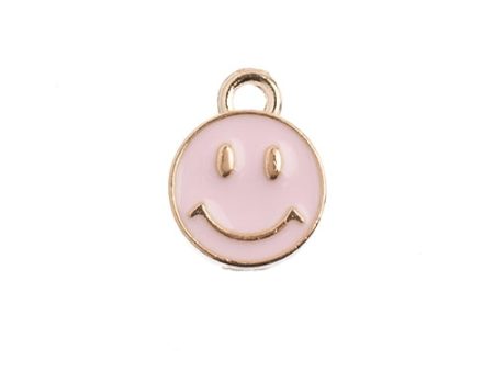 Sweet & Petite Charms, 10x13mm Happy Face Pink, 10 pcs Supply