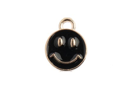 Sweet & Petite Charms, 10x13mm Happy Face Black, 10 pcs Supply