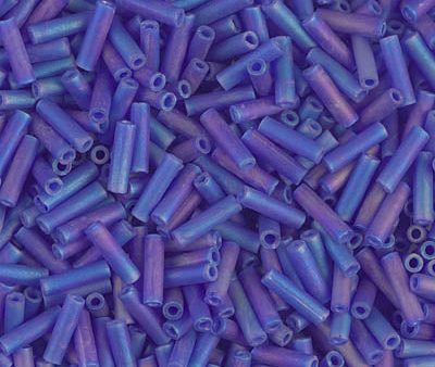 Miyuki 6mm Bugle Beads, Matte Transparent Cobalt AB, BGL2-0151FR, 17 grams Sale