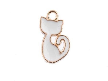 Sweet & Petite Charms, 8x15mm Retro Cat White, 10 pcs Discount