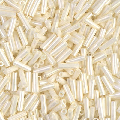 Miyuki 6mm Bugle Beads, Cream Ceylon, BGL2-0594, 17 grams Supply