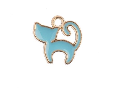 Sweet & Petite Charms, 13x13mm Kitty Cat Lt Blue, 10 pcs on Sale