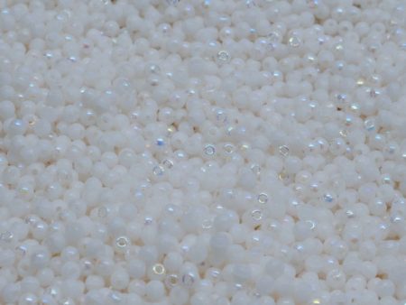 2mm Czech Round Druk Bead, Milky White AB, 100 pcs For Discount