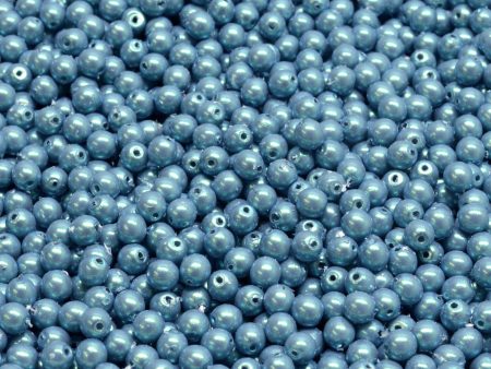 3mm Czech Round Druk Bead, Alabaster Pearlescent Blue, 50 pieces Fashion