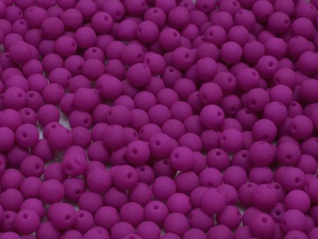 4mm Czech Round Druk Bead, Neon Purple, 50 pieces Discount