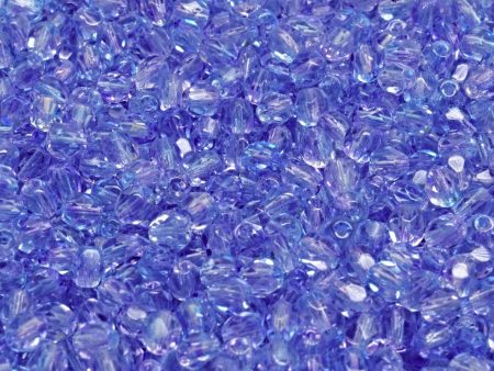 4mm Czech Fire Polish Beads, Crystal Alaska Blue Purple, 50 pieces Online