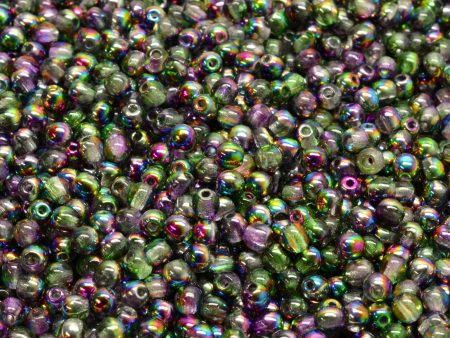 3mm Czech Round Druk Bead, Crystal Magic Violet Green, 50 pcs For Discount