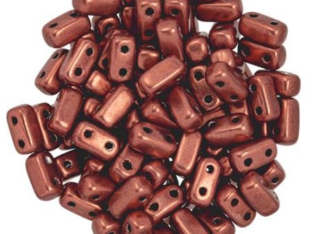 Czechmate 3mm X 6mm Brick Glass Czech Two Hole Bead, Saturated Metallic Valiant Poppy Hot on Sale