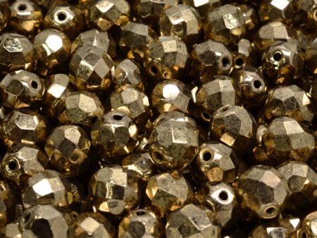 8mm Czech Fire Polish Beads, Jet Gold Bronze, 25 pieces Hot on Sale