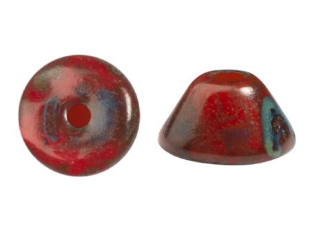 Konos Par Puca® Czech glass bead, Frost Cherry Travertin, 10 grams Fashion