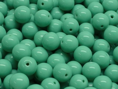 8mm Czech Round Druk Bead, Turquoise Green, 25 pcs Supply