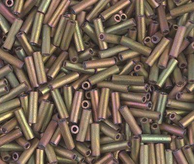 Miyuki 6mm Bugle Beads, Matte Metallic Khaki Iris, BGL2-2035, 17 grams For Sale