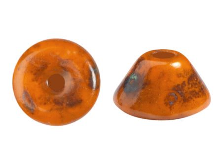 Konos Par Puca® Czech glass bead, Frost Tangerine Travertin, 10 grams Online