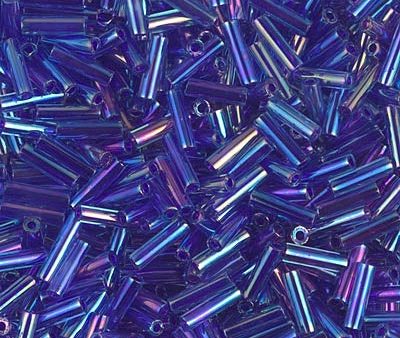 Miyuki 6mm Bugle Beads, Cobalt Lined Sapphire AB, BGL2-0353, 17 grams For Cheap