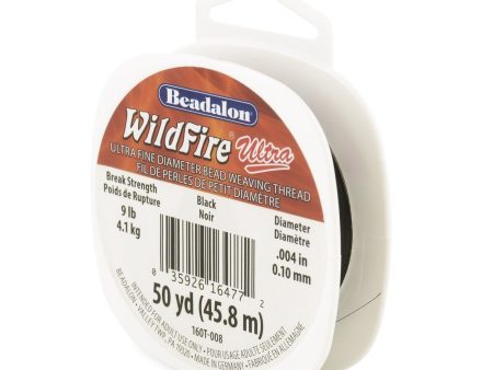 WildFire Ultra Black Beading Thread, .004 in   0.10 mm, 50 yd For Sale