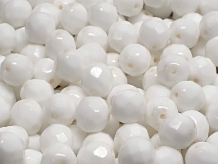 8mm Czech Fire Polish Beads, Opaque White, 25 pieces Online