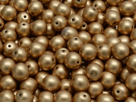 6mm Czech Round Druk Bead, Light Gold Matte, 50 pcs Fashion