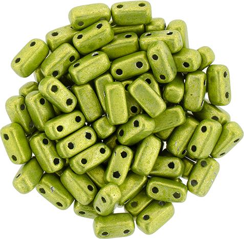 Czechmate 3mm X 6mm Brick Glass Czech Two Hole Bead, Saturated Metallic Lime Punch Online Sale