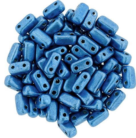 Czechmate 3mm X 6mm Brick Glass Czech Two Hole Bead, Saturated Metallic Little Boy Blue Supply