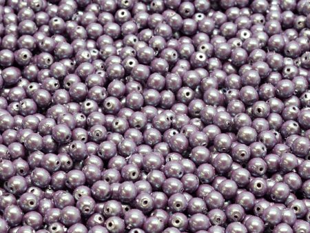 3mm Czech Round Druk Bead, Alabaster Pearlescent Violet, 50 pieces Online Hot Sale