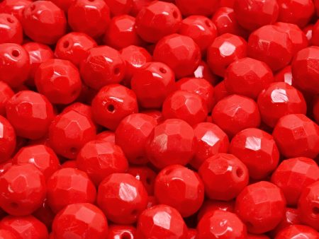 8mm Czech Fire Polish Beads, Opaque Red, 25 pieces Online now