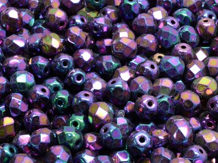 6mm Czech Fire Polish Beads, Iris Purple, 50 pieces Online