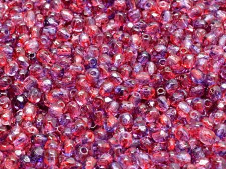 3mm Czech Fire Polish Beads, Crystal Fuchsia Tanzanite, 50 pieces Supply