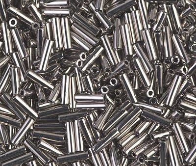 Miyuki 6mm Bugle Beads, Nickel Plated, BGL2-0190, 17 grams For Discount