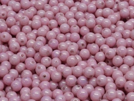 4mm Czech Round Druk Bead, Light Rose Alabaster, 50 pieces on Sale